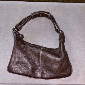 Tod's Dark Brown Textured Leather Hobo Purse